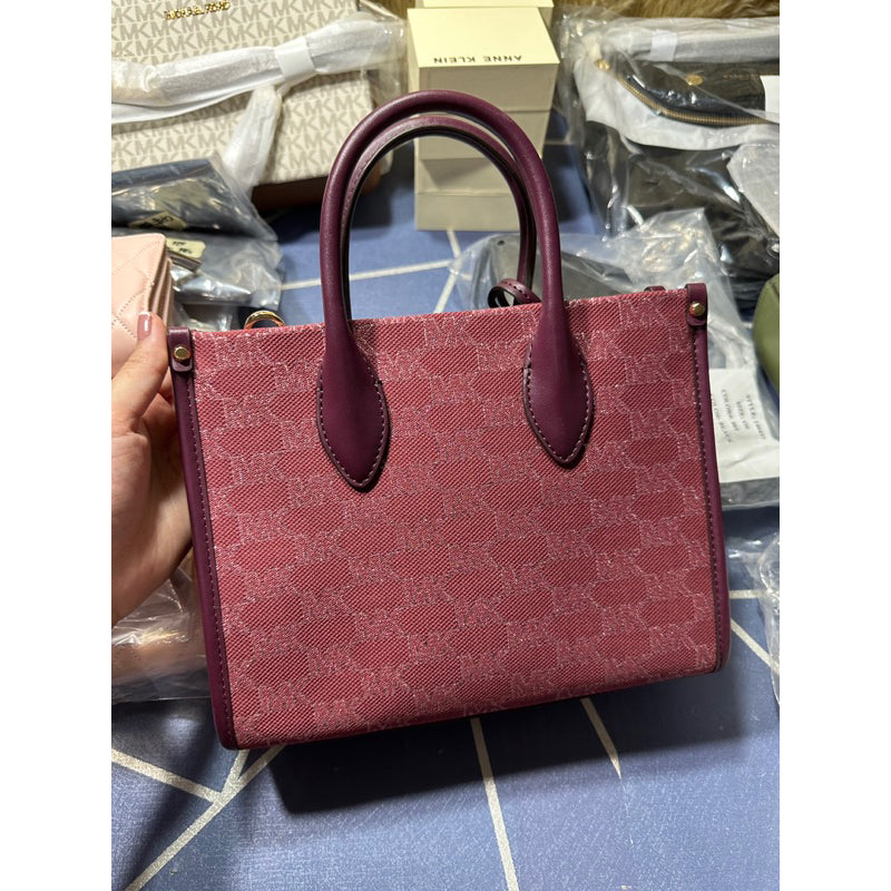 AUTHENTIC/ORIGINAL MICHAEL K0RS Mirella Signature Small Shopper Top Zip Crossbody Bag Mulberry