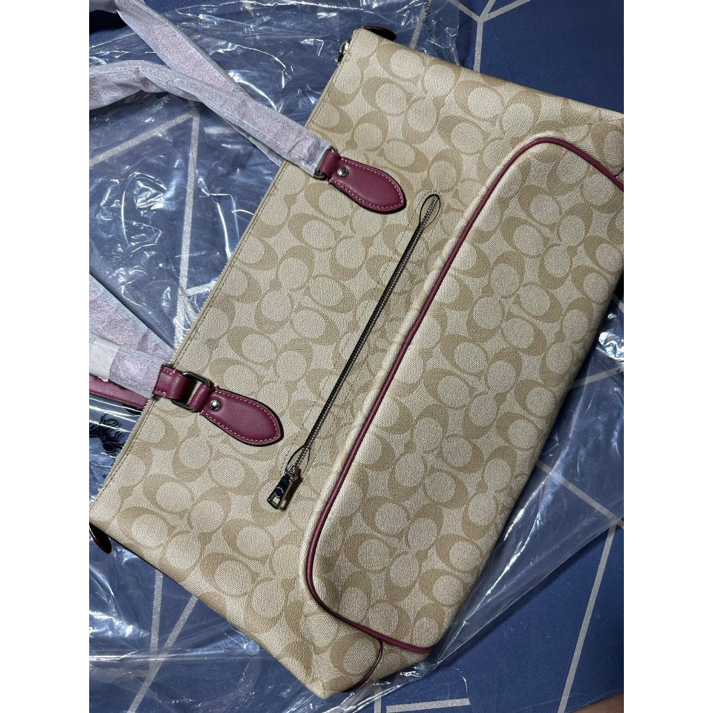 AUTHENTIC/ORIGINAL COACH New Gallery Tote Bag in Signature Light Khaki Pink