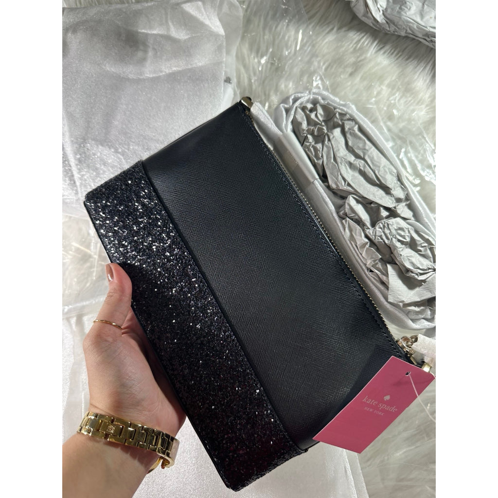 AUTHENTIC/ORIGINAL KateSpade KS Flash Glitter Crossbody Bag In Black/Grey/White