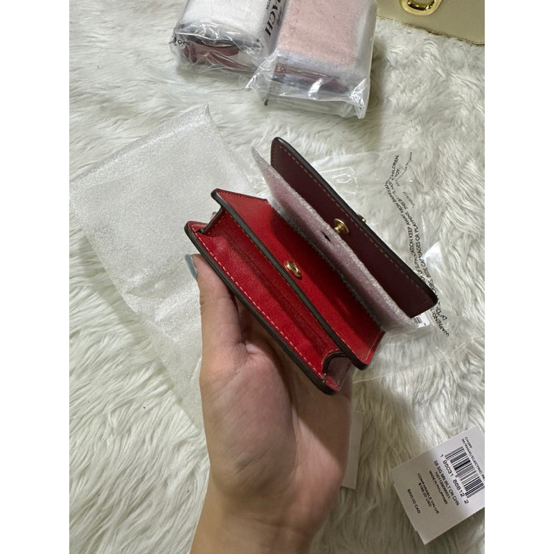AUTHENTIC/ORIGINAL COACH Mini Wallet On A Chain In Signature Canvas With Strawberry Red Bag