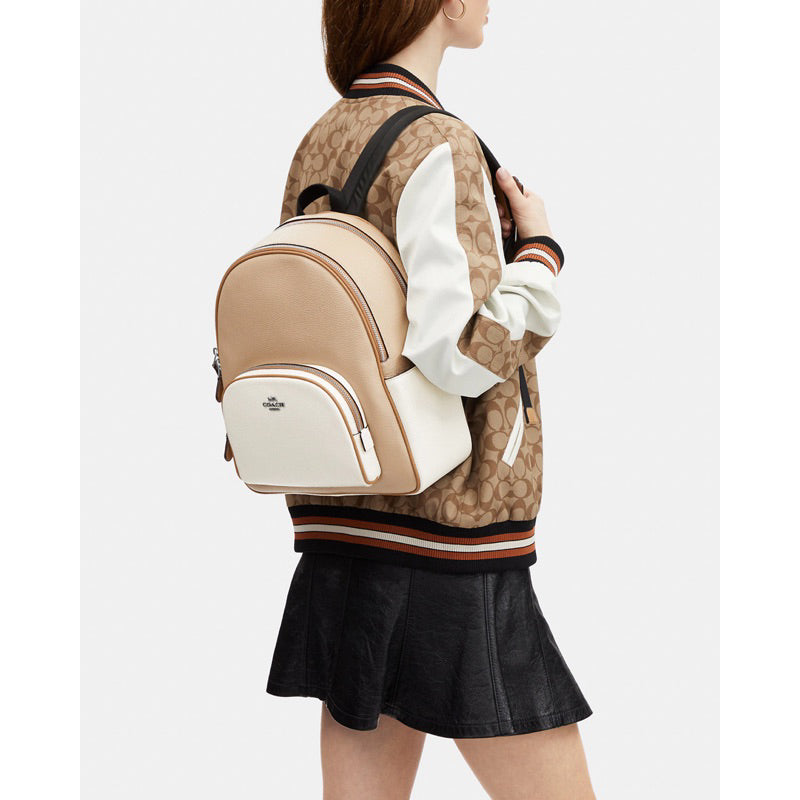 coach court backpack Outlet With Signature Canvas And Leopard Print - Women's Backpacks Signature coated canvas printed coated canvas and refined pebble leather Inside zip and multifunction pockets Double zip closure fabric lining Handle with 2 1/4 drop Outside zip pocket Adjustable shoulder straps 10 3/4 (L) x 12 1/2 (H) x 4 3/4 (W) Style No. NWT COACH Mini Court Backpack