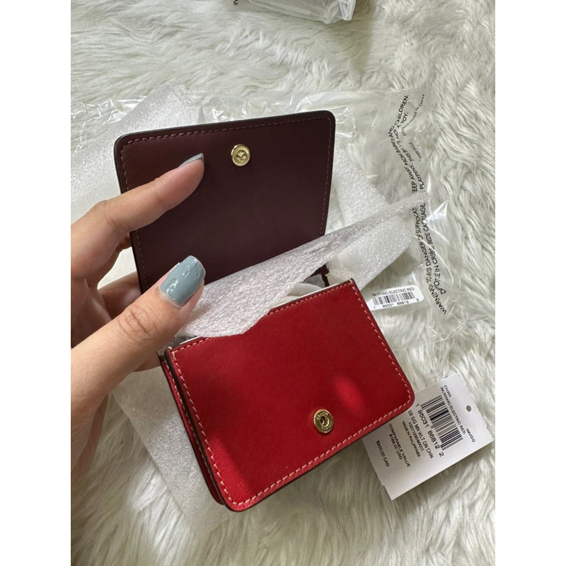 AUTHENTIC/ORIGINAL COACH Mini Wallet On A Chain In Signature Canvas With Strawberry Red Bag
