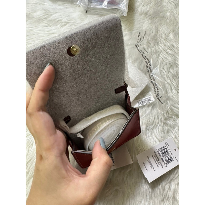 AUTHENTIC/ORIGINAL COACH Mini Wallet On A Chain In Signature Canvas With Strawberry Red Bag