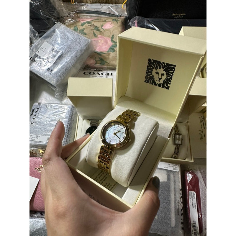 AUTHENTIC/ORIGINAL Anne Klein Women's 28mm Gold-Tone Bracelet Watch AK/3070MPGB