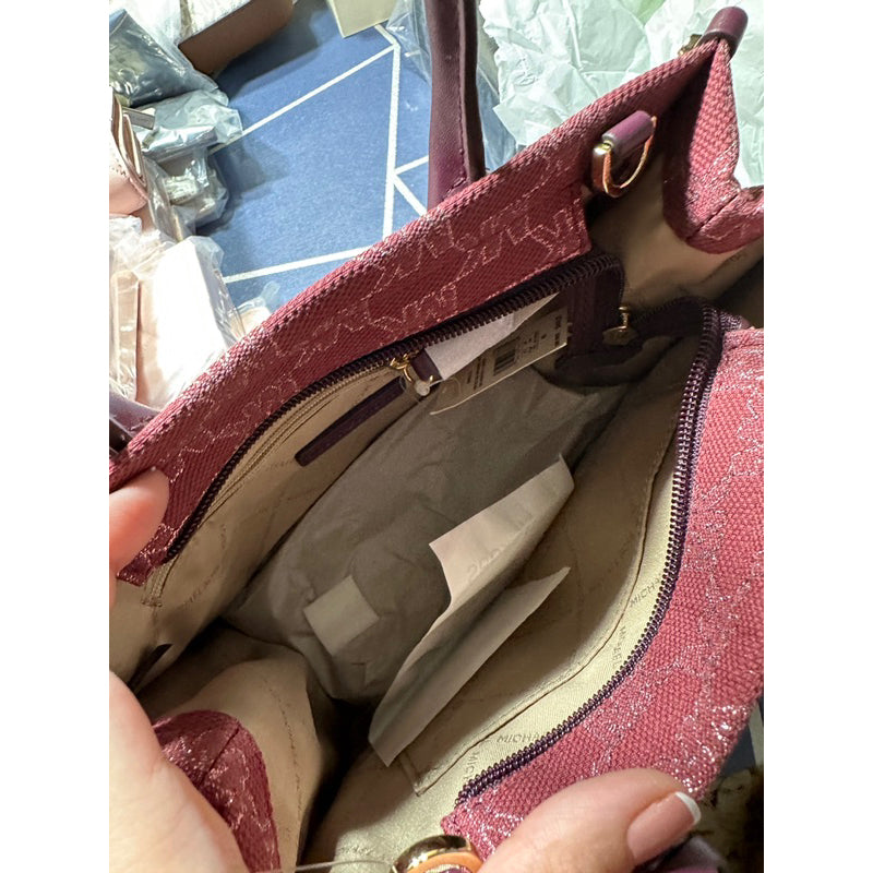 AUTHENTIC/ORIGINAL MICHAEL K0RS Mirella Signature Small Shopper Top Zip Crossbody Bag Mulberry