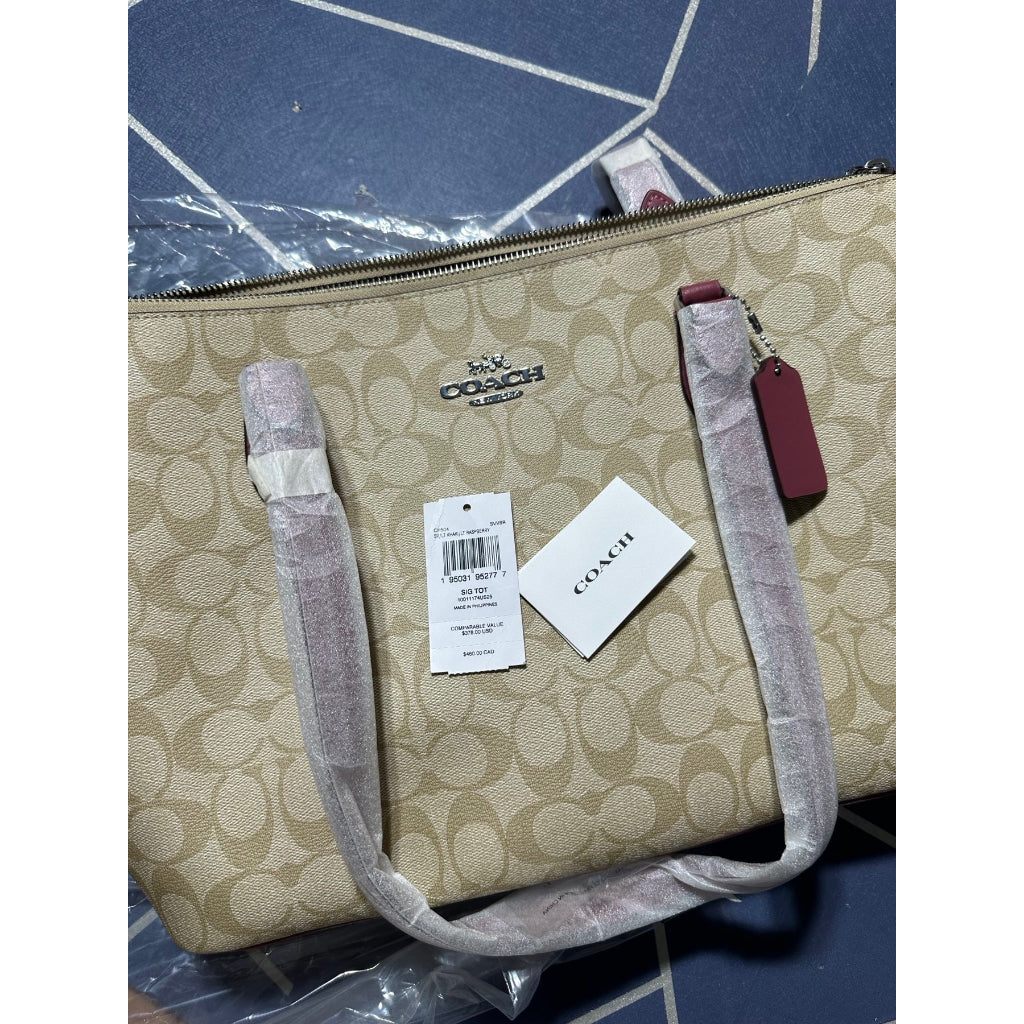 AUTHENTIC/ORIGINAL COACH New Gallery Tote Bag in Signature Light Khaki Pink
