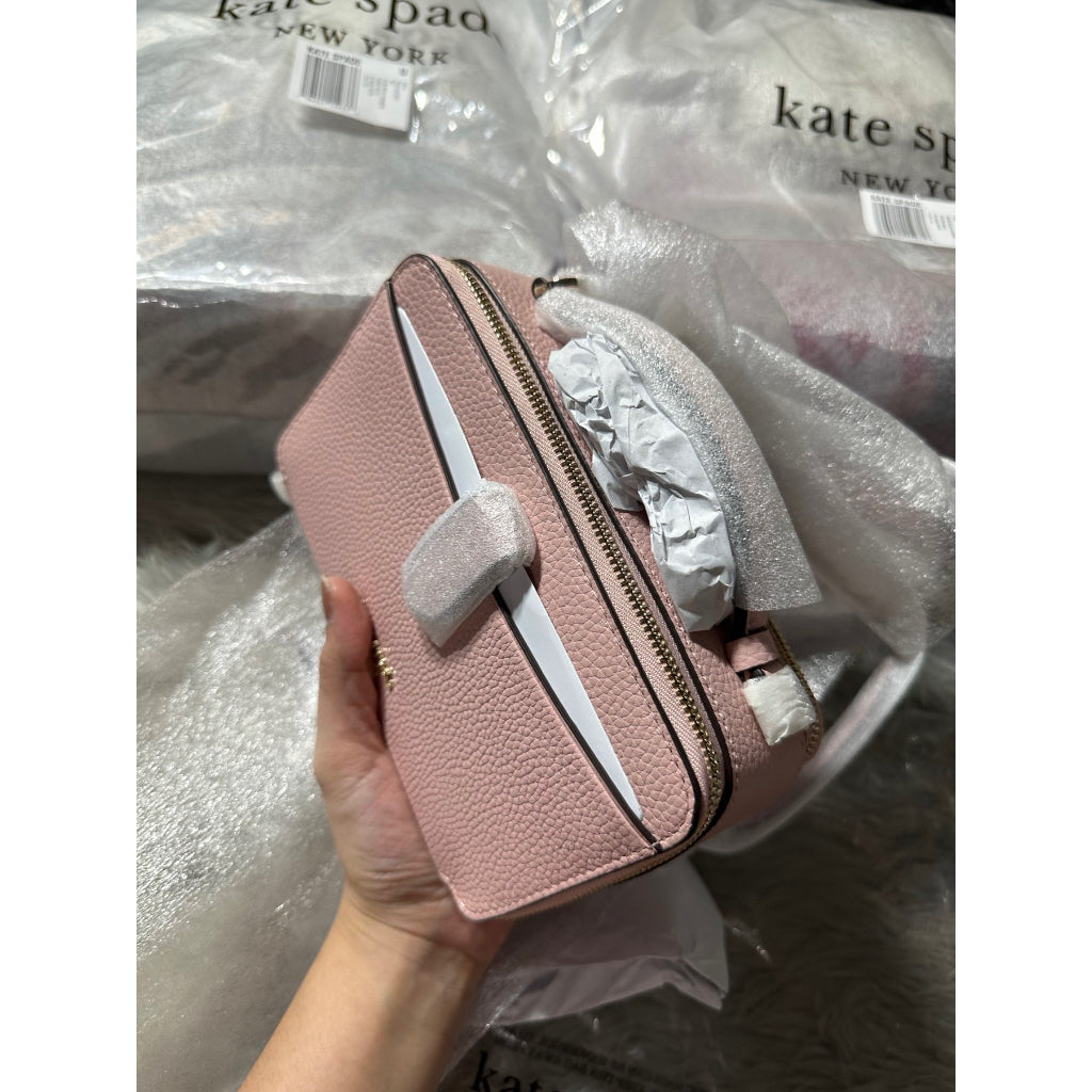 AUTHENTIC/ORIGINAL KateSpade Retail Hudson Double Zip Crossbody Small Bag Pink