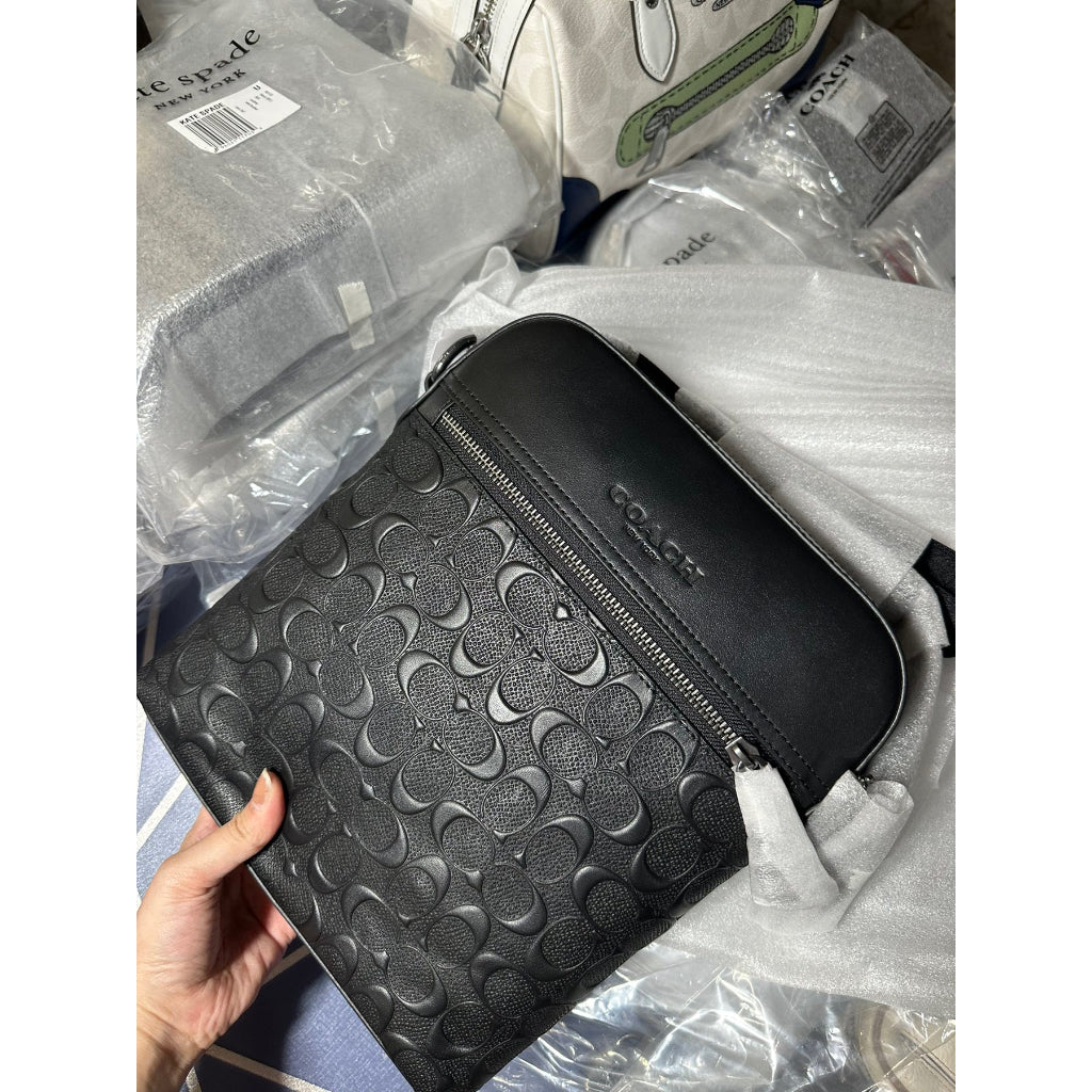 AUTHENTIC/ORIGINAL COACH Houston Flight Men’s Bag In Signature Leather Black