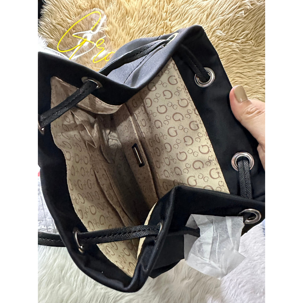 AUTHENTIC/ORIGINAL Guess Carbondale Flapover Nylon BackPack In Black