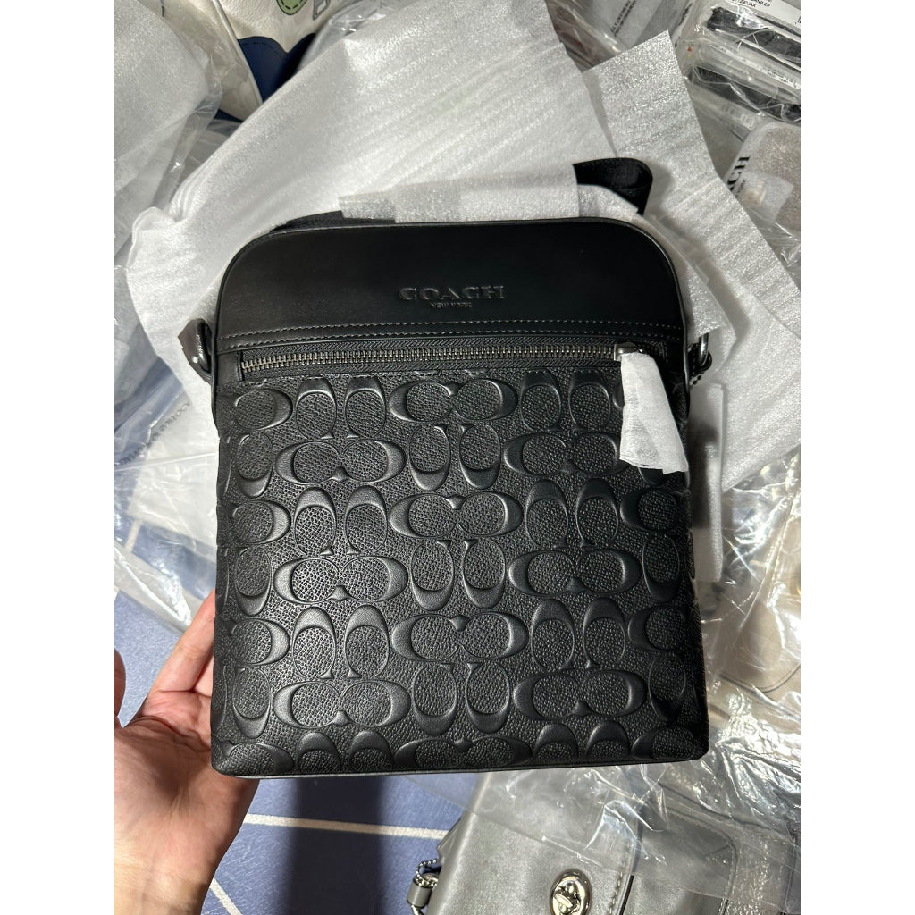 AUTHENTIC/ORIGINAL COACH Houston Flight Men’s Bag In Signature Leather Black