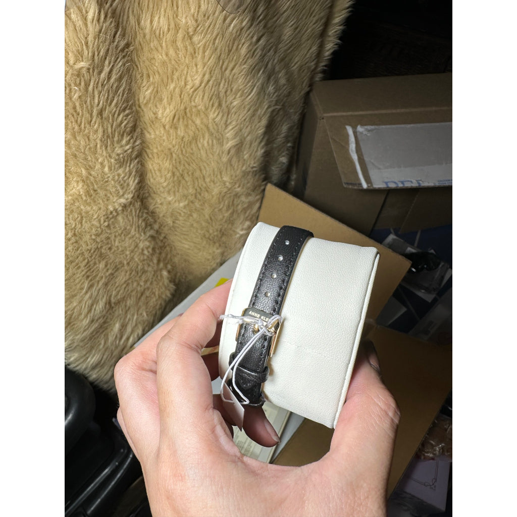 AUTHENTIC/ORIGINAL Anne Klein Women's Japanese Quartz Dress Leather Watch Black AK/3752CRBK