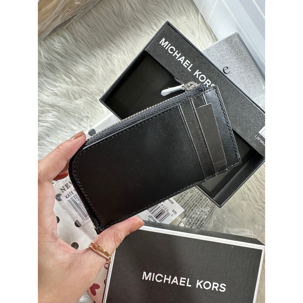 AUTHENTIC/ORIGINAL Michael K0rs MK Men's Leather Zip Card Wallet Black