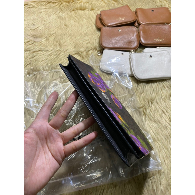 AUTHENTIC/ORIGINAL Coach Anna Foldover Clutch Crossbody Bag In Signature Canvas With Rose Print