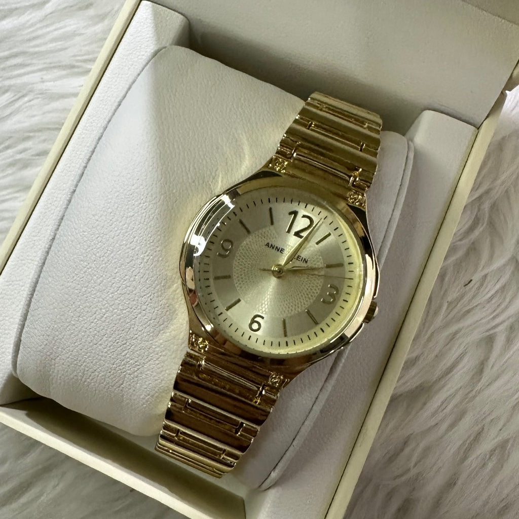 AUTHENTIC/ORIGINAL Anne Klein Women's Bracelet Gold Watch AK/3812CHGB