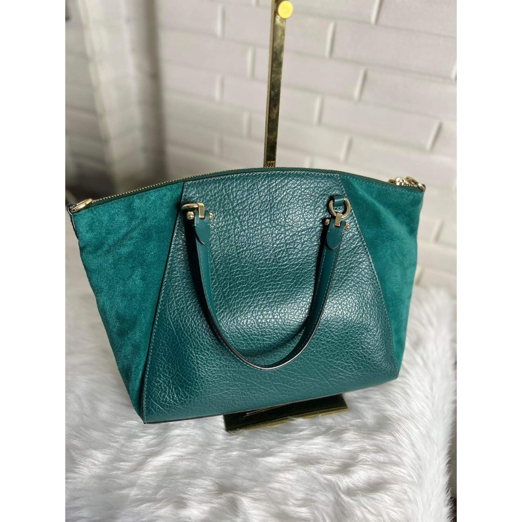 AUTHENTIC/ORIGINAL COACH Pebbled Suede Leather Prairie Satchel Bag Blue Green