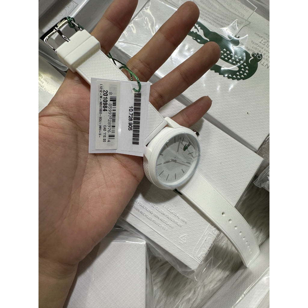 AUTHENTIC/ORIGINAL LACOSTE Men's L.12.12 White Silicone Strap Watch