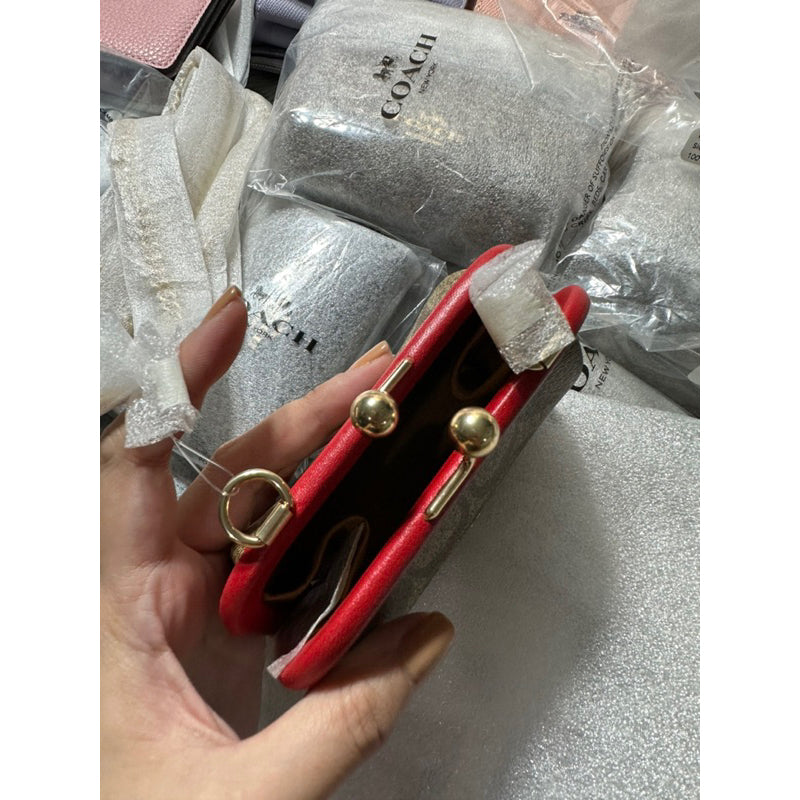 SALE! AUTHENTIC/ORIGINAL COACH Nora Kisslock Card Coin Purse Case Small Wallet Mini Bag Chain Strap