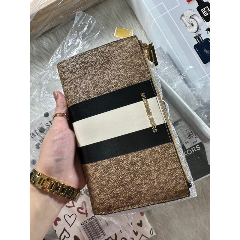 AUTHENTIC/ORIGINAL Michael K0rs MK Jet Set Travel Large Double Zip Wristlet Wallet