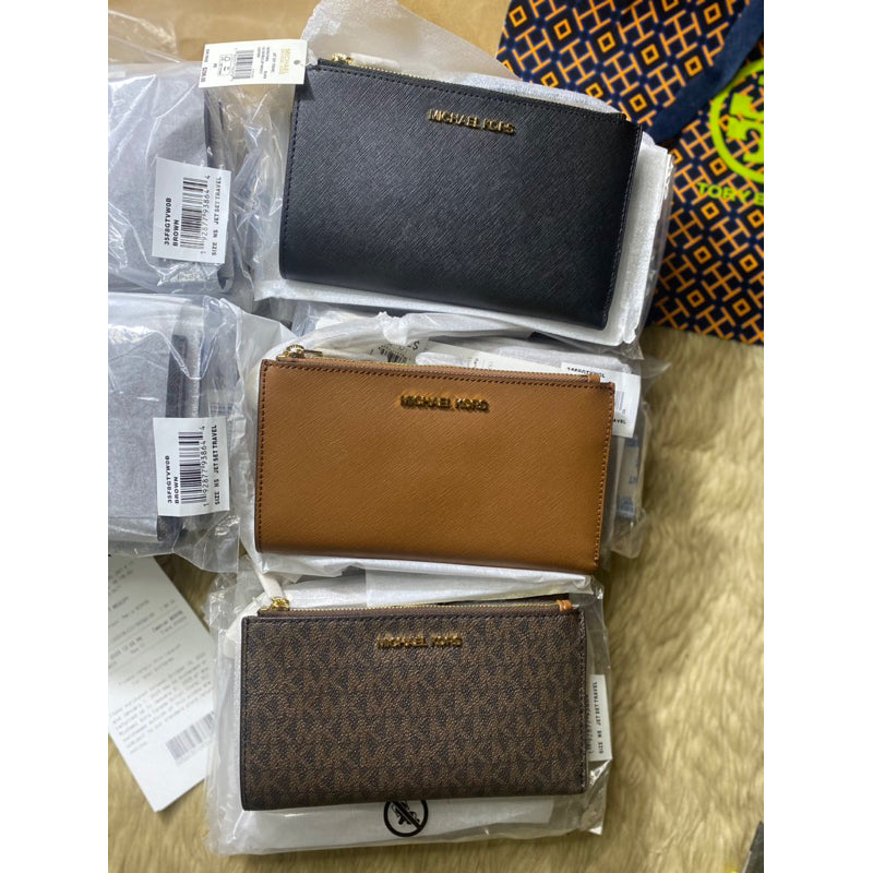 AUTHENTIC/ORIGINAL Michael K0rs MK Jet Set Travel Large Double Zip Wristlet Wallet