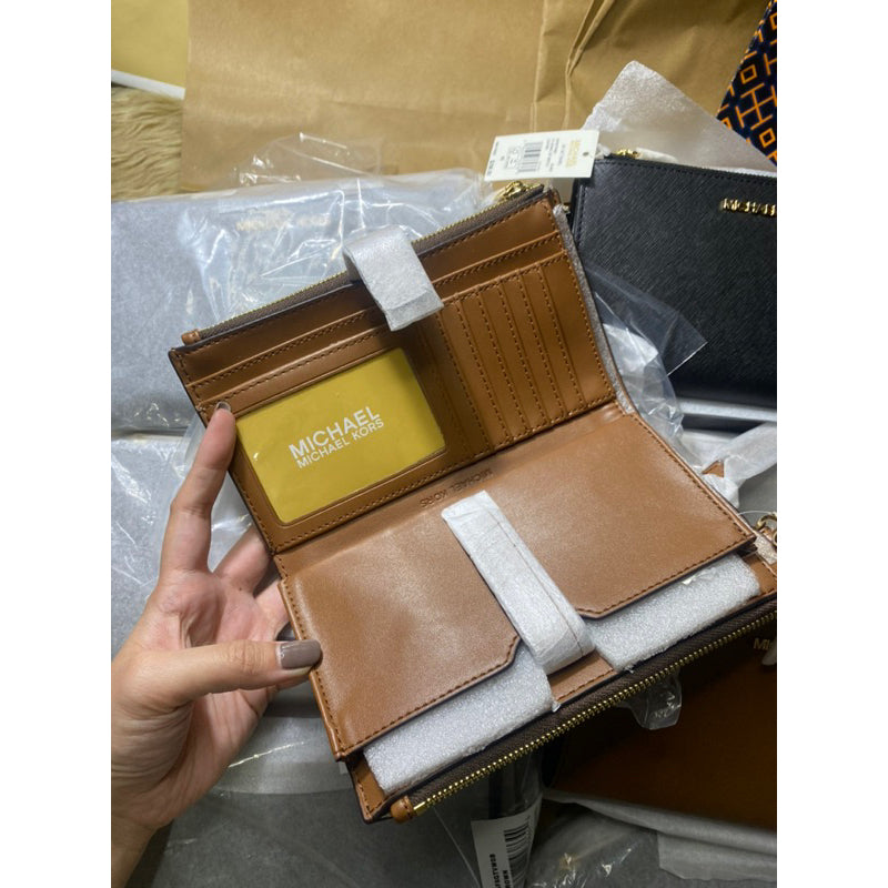 AUTHENTIC/ORIGINAL Michael K0rs MK Jet Set Travel Large Double Zip Wristlet Wallet
