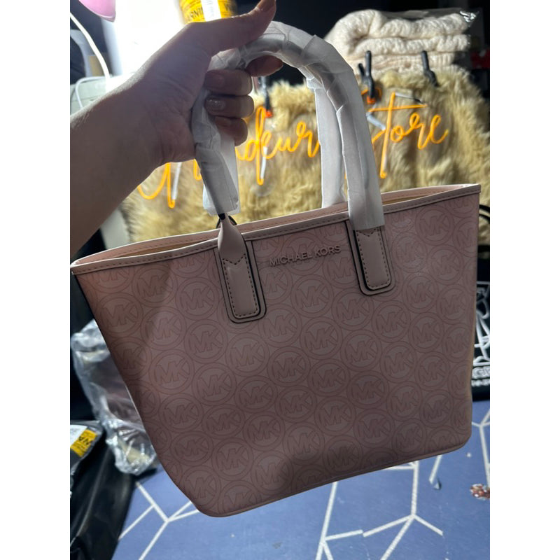 AUTHENTIC Michael K0rs MK Jodie Small Logo Jacquard Tote Bag