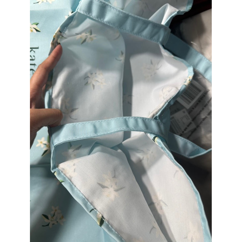 AUTHENTIC/ORIGINAL KateSpade Orange Blossom Canvas Tote Shopper Large Blue Bag