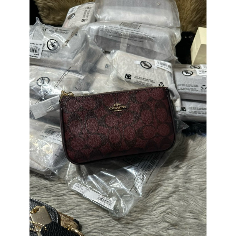 AUTHENTIC/ORIGINAL COACH Nolita 19 In Signature Canvas Oxblood Small Bag Wristlet Chain Strap