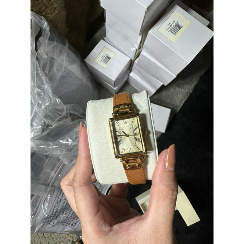 AUTHENTIC/ORIGINAL Anne Klein Women's Leather Strap Brown Watch AK/3752CHHY