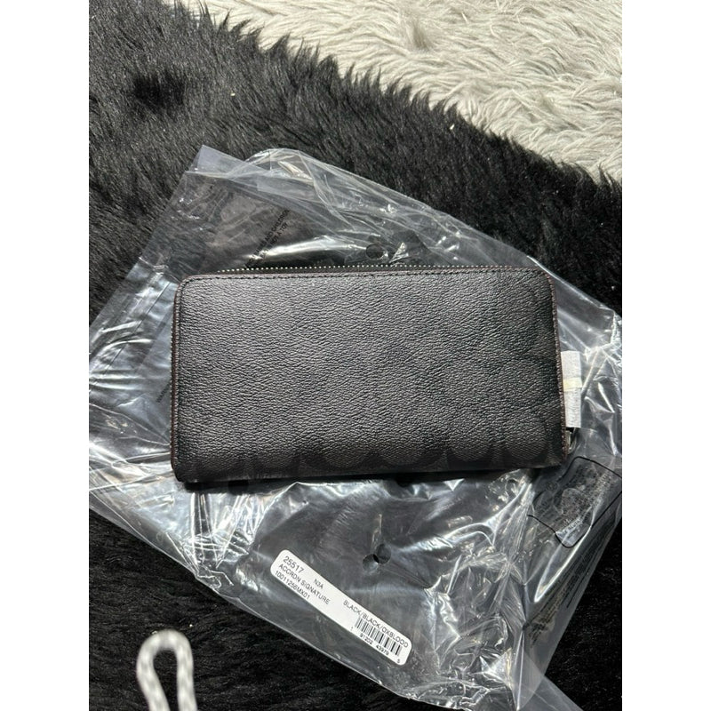 AUTHENTIC/ORIGINAL COACH Accordion Long Men's Wallet In Signature Canvas Black