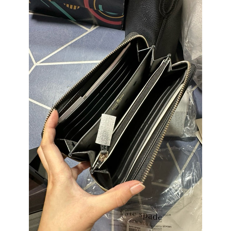 AUTHENTIC/ORIGINAL KateSpade KS Chelsea Nylon Large Continental Long Wallet BLACK