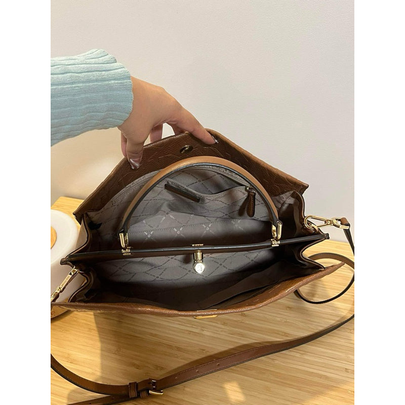 AUTHENTIC/ORIGINAL Michael K0rs Preloved Penelope Python Embossed Faux Leather Satchel Large Bag Bro