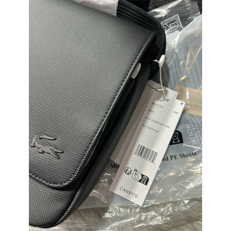 AUTHENTIC/ORIGINAL Lacoste Men's Flap Crossover Black Bag