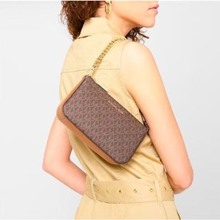 AUTHENTIC/ORIGINAL MK Michael Kors Shoulder Bag and Card Holder in Signature Brown