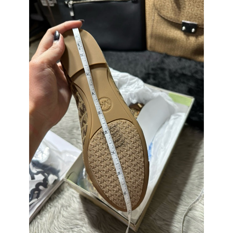 AUTHENTIC/ORIGINAL MICHAEL K0RS MK BROWN MELODY TOE BALLET FLATS SHOES