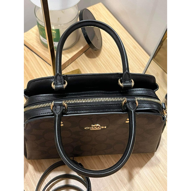 AUTHENTIC/ORIGINAL Coach Preloved Mini Mini Lillie Carryall Bag Brown