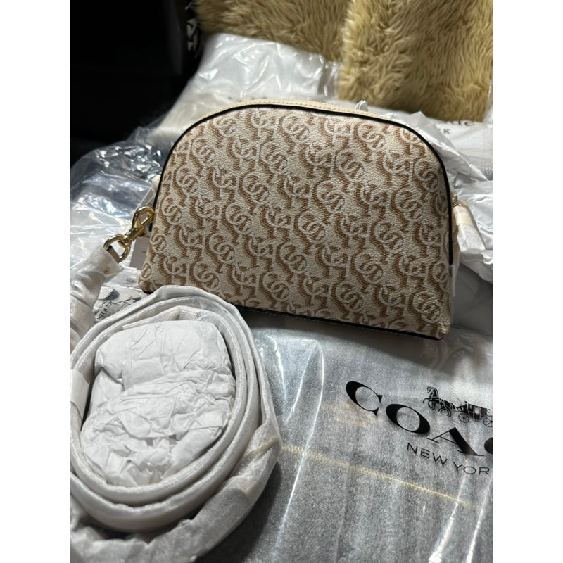 AUTHENTIC/ORIGINAL COACH Madi Crossbody With Coach Monogram Print Beige Dome Bag