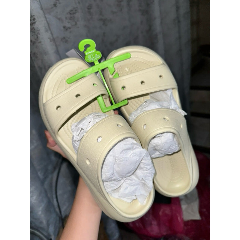 AUTHENTIC/ORIGINAL CROCS CRUSH WOMEN SANDALS SLIDES IN BONE / BEIGE
