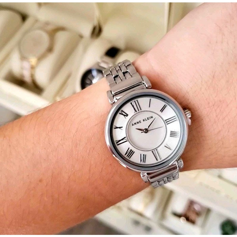 AUTHENTIC/ORIGINAL Anne Klein Women's AK/2159SVSV Silver-Tone Bracelet Watch