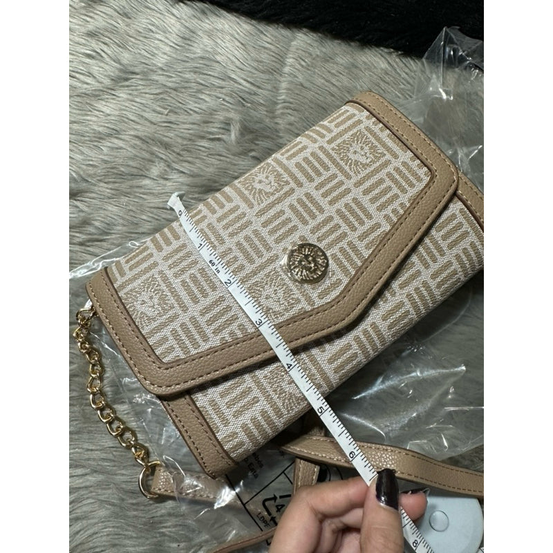 AUTHENTIC/ORIGINAL Anne Klein Logo Wallet On A Chain Beige Small Bag