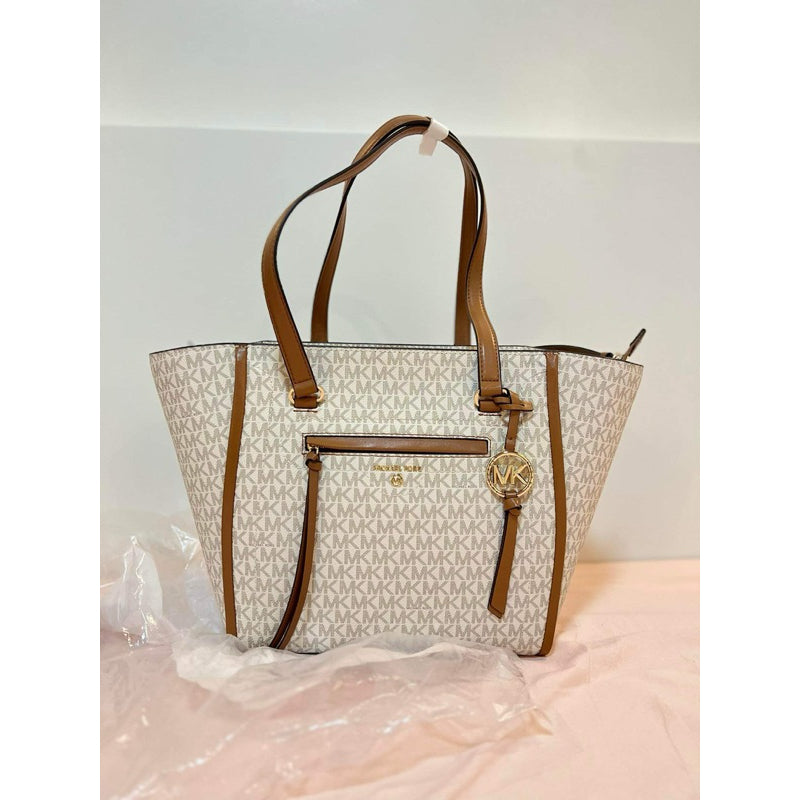 AUTHENTIC/ORIGINAL Michael K0rs MK Carine Medium Logo Tote Vanilla Bag