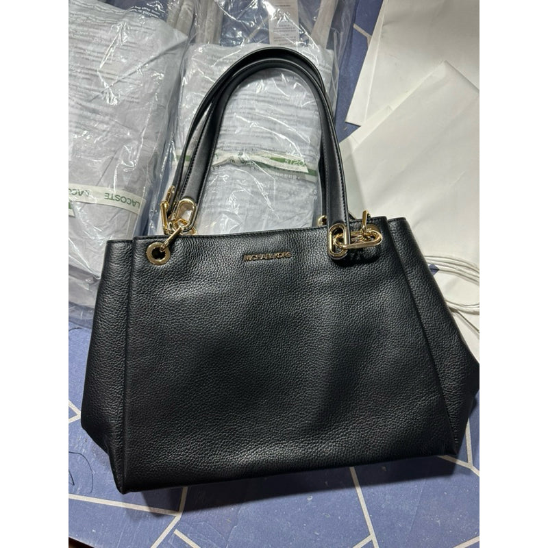 AUTHENTIC/ORIGINAL Michael K0rs MK Trisha Large Pebbled Leather Shoulder Bag Black