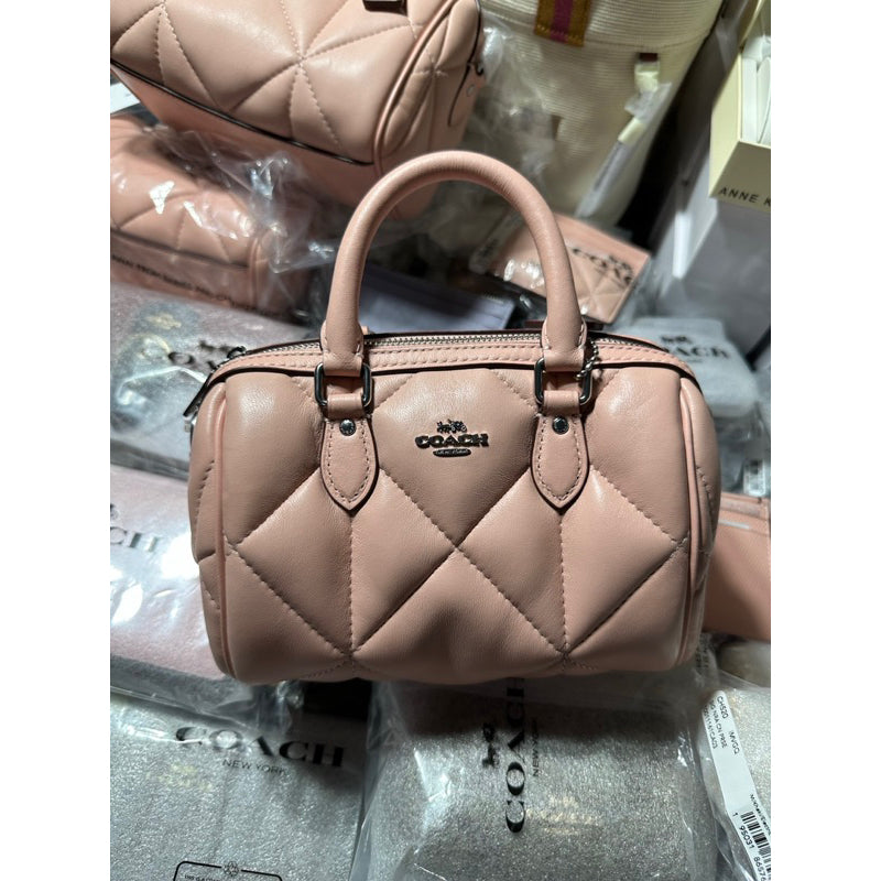 SALE! ❤️ AUTHENTIC/ORIGINAL COACH Mini Rowan Satchel Crossbody Bag With Puffy Diamond Quilting PINK