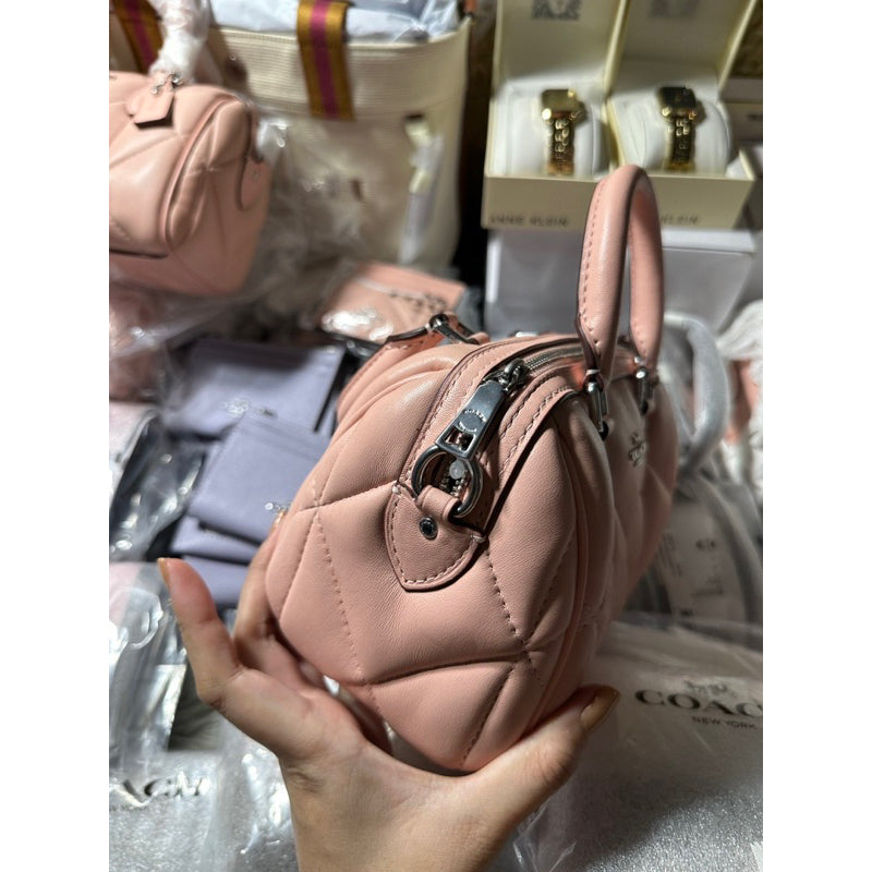 SALE! ❤️ AUTHENTIC/ORIGINAL COACH Mini Rowan Satchel Crossbody Bag With Puffy Diamond Quilting PINK