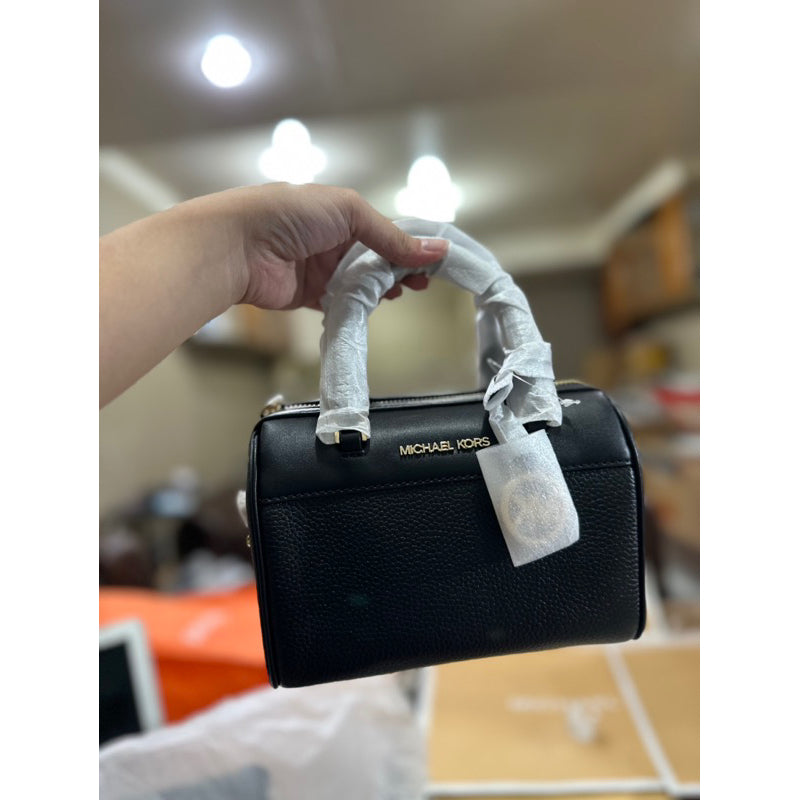 AUTHENTIC/ORIGINAL Michael K0rs MK Travel Leather Extra Small Duffle Crossbody Bag Black