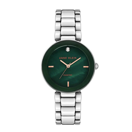 AUTHENTIC Anne Klein Women's Japanese Quartz Dress Watch with Metal Strap, Silver AK/1363GNSV
