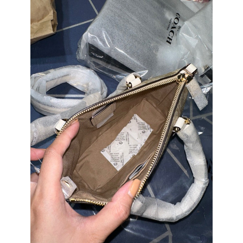 SALE! ❤️ AUTHENTIC/ORIGINAL COACH Mini Gallery Crossbody Bag In Signature Canvas White LIGHT KHAKI