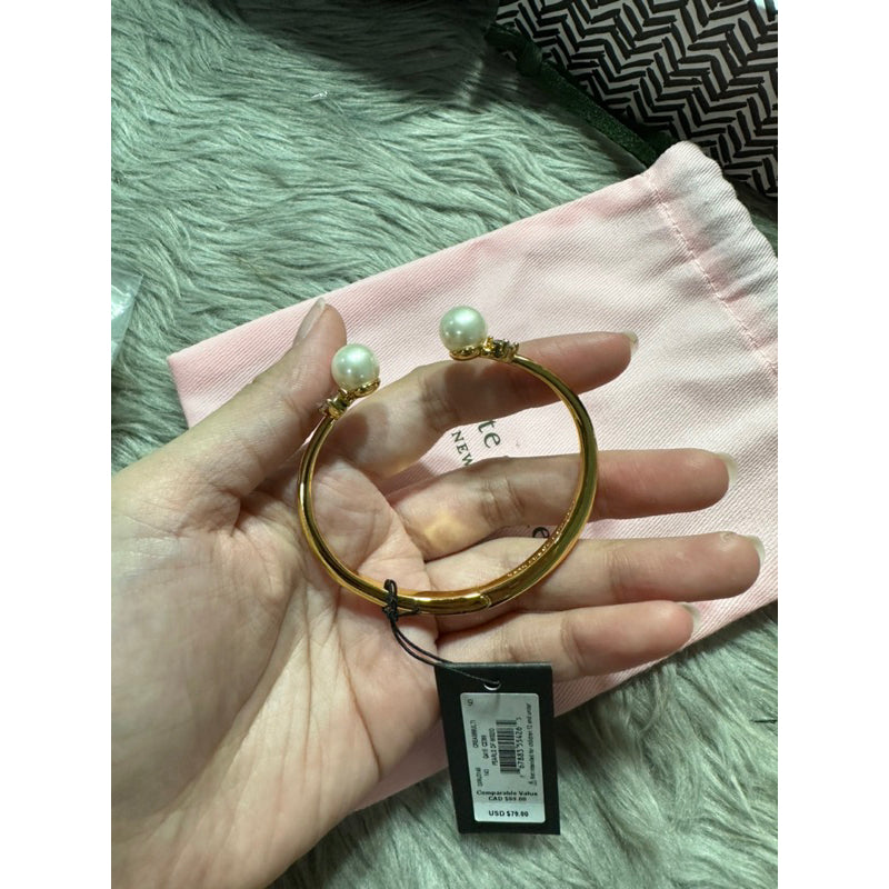 AUTHENTIC/ORIGINAL KateSpade KS Pearls Of Wisdom Open Hinged Bangle Bracelet