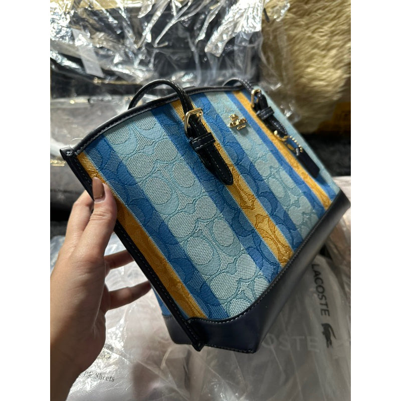 SALE! ❤️ AUTHENTIC/ORIGINAL Coach Mollie Tote 25 In Signature Jacquard With Stripes blue Bag