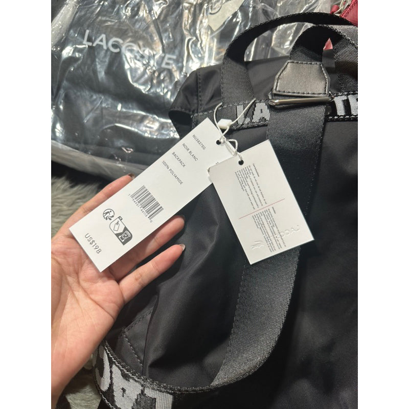 AUTHENTIC/ORIGINAL Lacoste Women's Active Nylon Backpack Bag in Black