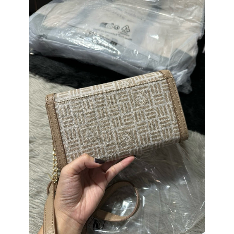 AUTHENTIC/ORIGINAL Anne Klein Logo Wallet On A Chain Beige Small Bag